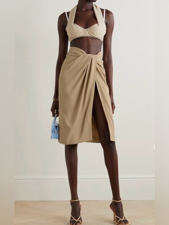 Jacquemus Dresses & Skirts - Jacquemus Bodri Wrap Midi Skirt Beige Sand Size US 4 FR36 NWT